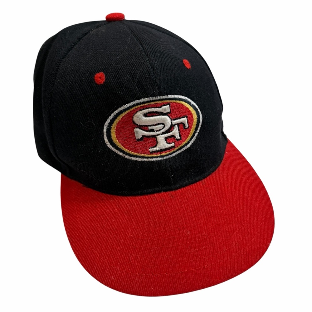 Vintage San Francisco 49ers Hat Cap Snap Back One Size Black Red NFL Leader LOGA